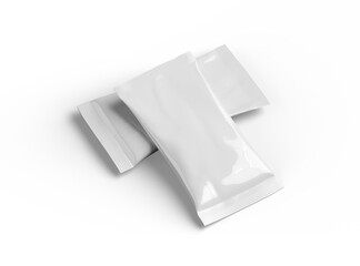Naklejka premium 3D packaging render of pillow food snack bag isolated on a transparent background.