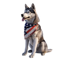 American Flag Siberian Husky, transparent - 6