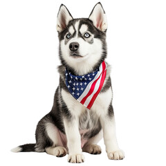 American Flag Siberian Husky, transparent - 7
