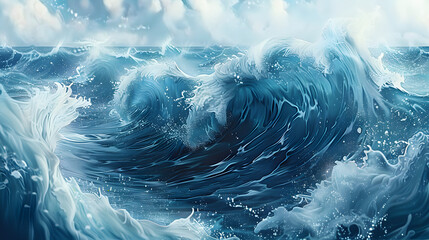 Illustration of sea waves to celebrate World Ocean Day