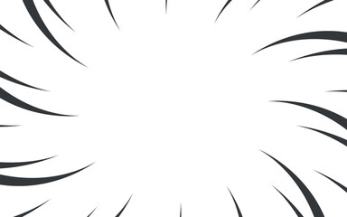 Comic book and manga speed lines background. Manga speed frame, Super Hero action, explosion background. Black and white vector illustration