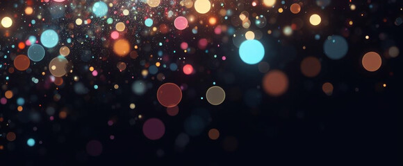 Abstract Shining bokeh lights glass rays on black background