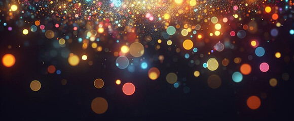 Abstract Shining bokeh lights glass rays on black background