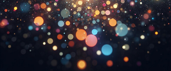 Abstract Shining bokeh lights glass rays on black background