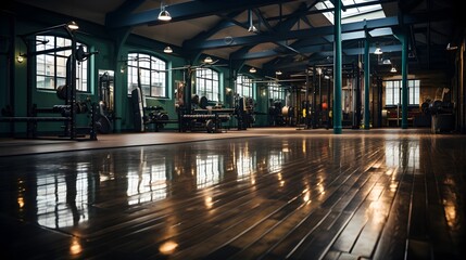 Empty gym space: silent atmosphere and emphasized spaciousness