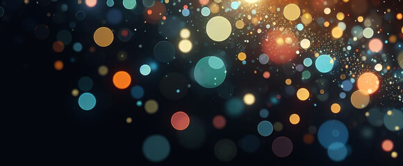 Abstract Shining bokeh lights glass rays on black background