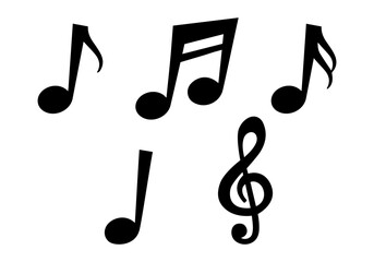 Note music vector illustration. Music note black icons set. Isolated music notes symbols on white background. Music notes icon set, notes symbol
