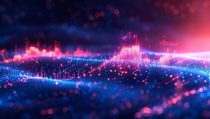 Obraz premium Technology abstract particle wave Background 