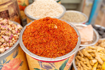Saffron, the most expensive spice at Dubai spice market