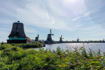 Traditional Dutch Windmill on a Scenic Lakeside