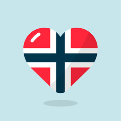 Obraz premium Heart Icon with Norwegian Flag: A Beautiful Symbol of Love and National Pride, Celebrating the Heritage and Spirit of Norway.