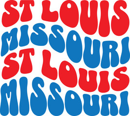 St Louis Missouri Groovy Text Vector