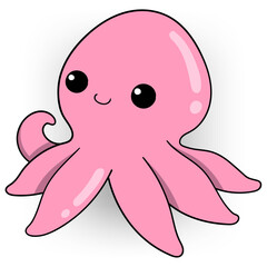 pink octopus with friendly smiling facial expression