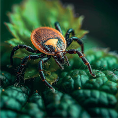 The tick is isolated. 3D illustration of a tick close up. Dangerous beetle-parasitic mite. Anti-tick product. Encephalitic tick. Illustration of a realistic isolated tick.