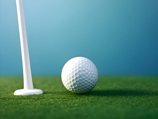 Obraz premium Golf Playing, Golf balls on Golf Club, Professional golf course, Golfer putting golf ball on the green golf, Golf Players Playing, Ai Generated Photo