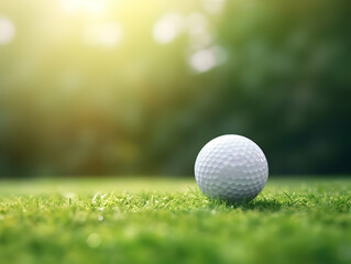 Obraz premium Golf Playing, Golf balls on Golf Club, Professional golf course, Golfer putting golf ball on the green golf, Golf Players Playing, Ai Generated Photo