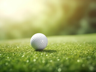 Obraz premium Golf Playing, Golf balls on Golf Club, Professional golf course, Golfer putting golf ball on the green golf, Golf Players Playing, Ai Generated Photo