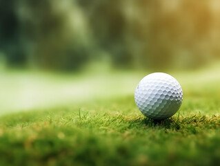 Obraz premium Golf Playing, Golf balls on Golf Club, Professional golf course, Golfer putting golf ball on the green golf, Golf Players Playing, Ai Generated Photo
