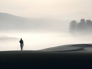 Obraz premium Golf Playing, Golf balls on Golf Club, Professional golf course, Golfer putting golf ball on the green golf, Golf Players Playing, Ai Generated Photo