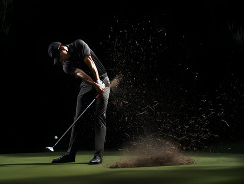 Golf Playing, Golf balls on Golf Club, Professional golf course, Golfer putting golf ball on the green golf, Golf Players Playing, Ai Generated Photo