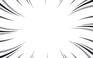 Comic book black and white radial lines background. Manga speed frame. Super hero action. Vector illustration.