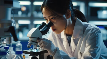 Female Asian Scientist Working In Research Lab