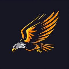 Bold eagle diving down logo, vector illustration - Generative AI