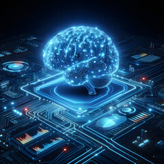 Futuristic Artificial Intelligence Brain on Circuit Board: A Synthesis of Mind and Machine