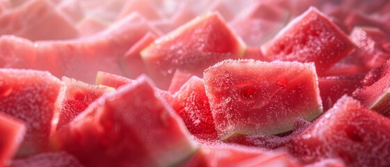 Delicious pieces of watermelon. Food perspective for background, wallpaper, banner.