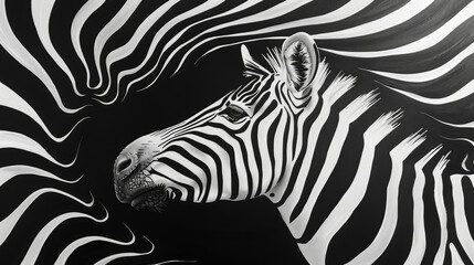 Fototapeta premium A zebra with a black and white striped mane