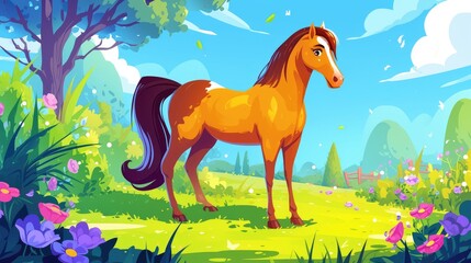 A fun and captivating dot to dot game featuring a cheerful cartoon horse illustrated in 2d art for kids to enjoy