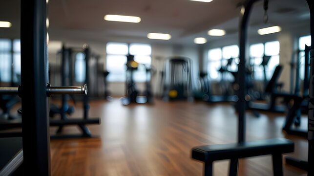 Blurred Gym Background: Fitness Center Interior for Active Lifestyle and Exercise Environment,Fitness website banners, gym advertisements, workout program illustrations	
