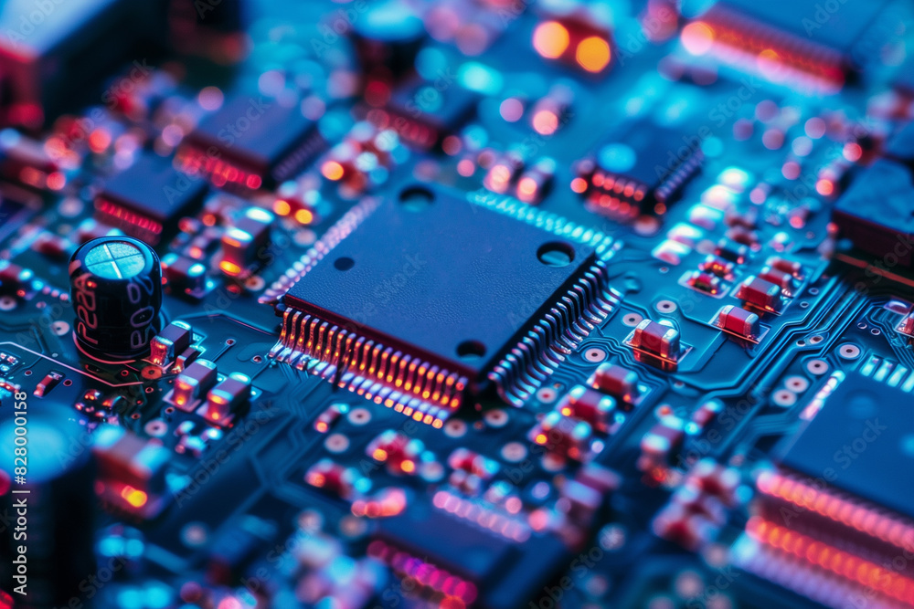Poster Close Up of a Computer Circuit Board