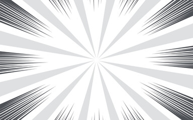 Comic book black and white radial lines background. Manga speed frame. Super hero action. Vector illustration.