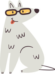 Sitting Dog With Sunglasses