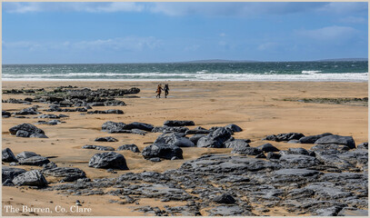 Fototapeta premium Irish beach in County Clare with unusual black rocks