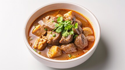 Fototapeta premium Authentic Thai Cuisine - Kaeng Hung Lay - Thai Northern Style Pork Curry in Rich Spicy Sauce with Tender Pork Chunks and Aromatic Spices - Generative AI