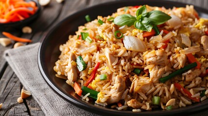 Authentic Thai Cuisine - Kao Pad - Thai Fried Rice with Vegetables and Spices - Generative AI