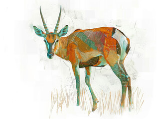 Colorful Abstract Drawing of an Antelope