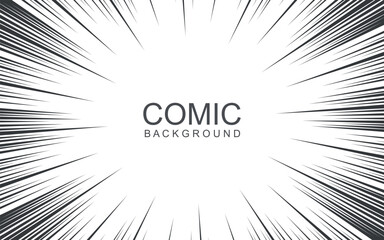 Comic book and manga speed lines background. Manga speed frame, Super Hero action, explosion background. Black and white vector illustration
