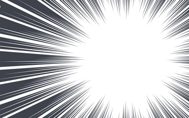 Fototapeta premium Comic book and manga speed lines background. Manga speed frame, Super Hero action, explosion background. Black and white vector illustration