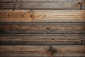 Naklejka premium Close-up view of wooden planks has a brown color and shows signs of age and wear with cracks and knots visible - Generative AI 