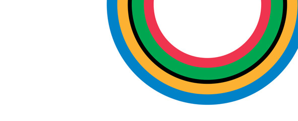 Obraz premium Colorful curved striped way isolated on transparent background. Olympic games banner. Olympic games straight lines, Olympic color ring, game line, modern. Vector illustration