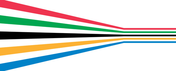 Colorful curved striped way isolated on transparent background. Olympic games banner. Olympic games straight lines, Olympic color ring, game line, modern. Vector illustration