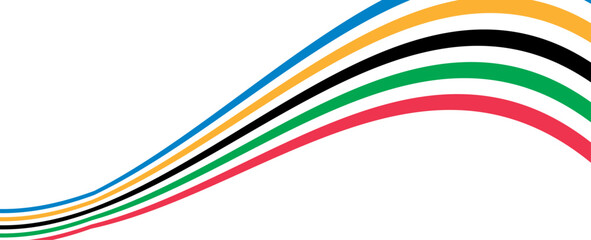 Colorful curved striped way isolated on transparent background. Olympic games banner. Olympic games straight lines, Olympic color ring, game line, modern. Vector illustration