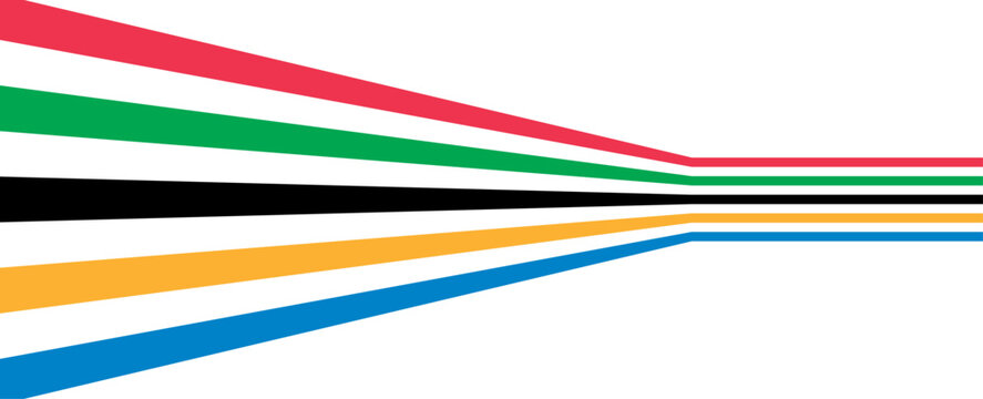 Colorful curved striped way isolated on transparent background. Olympic games banner. Olympic games straight lines, Olympic color ring, game line, modern. Vector illustration