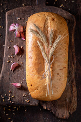 Fresh and delicious bread served with herbs and garlic oil.