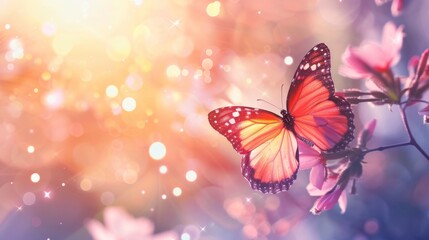 the concept of fairy day, beautiful butterfly background, copy space