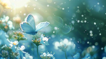 the concept of fairy day, beautiful butterfly background, copy space