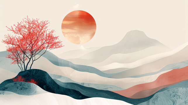 A minimalist illustration with abstract forms and soft, blended colors, providing a serene and uncluttered visual experience